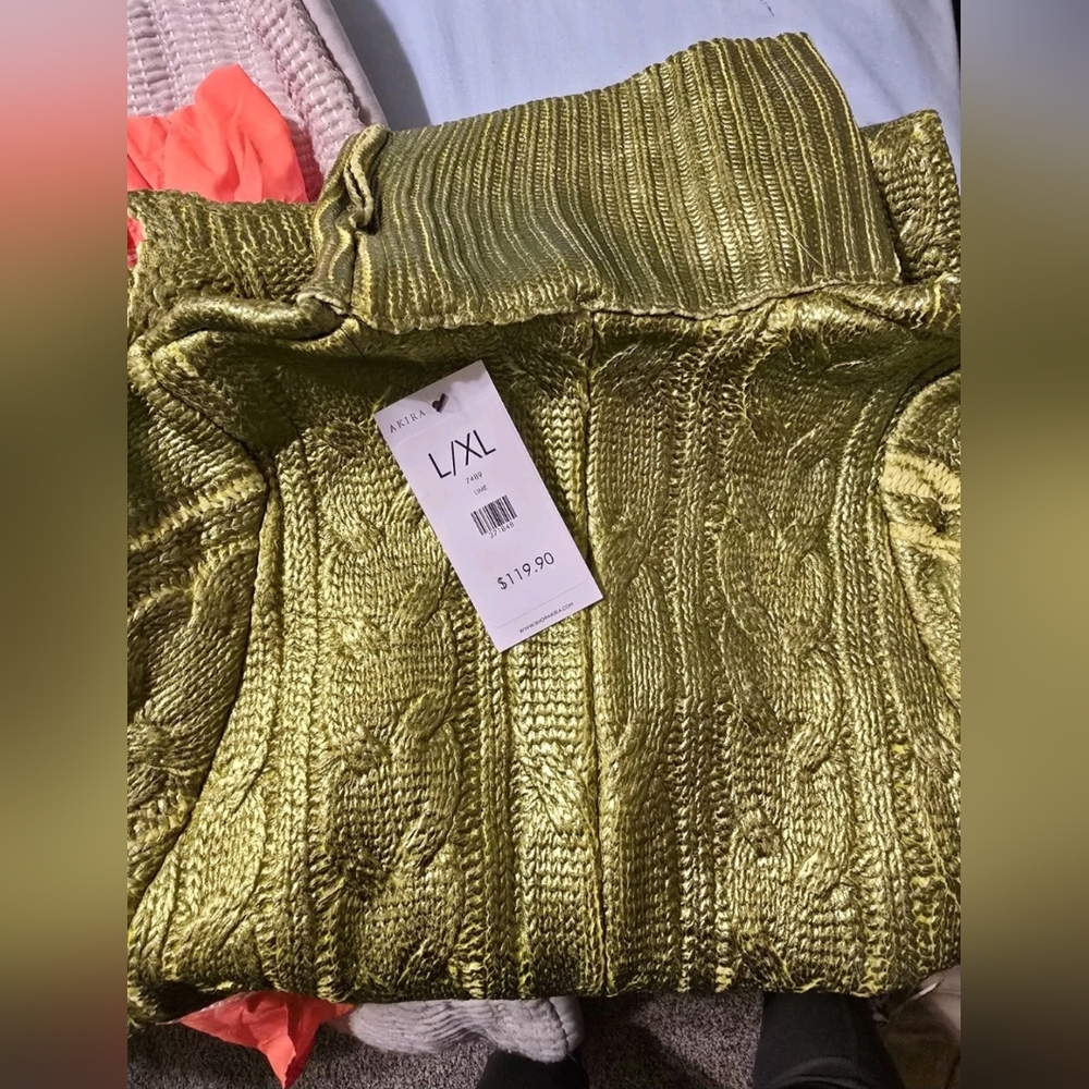 AKIRA BACK TO DECEMBER High-Low Metallic Sweater Dress SZ L/XL - Picture 7 of 7